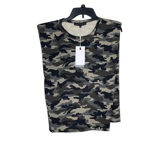 Endless Rose Camo Muscle Tank Top Sleeveless Crewneck Cotton Women Small‎ NWT